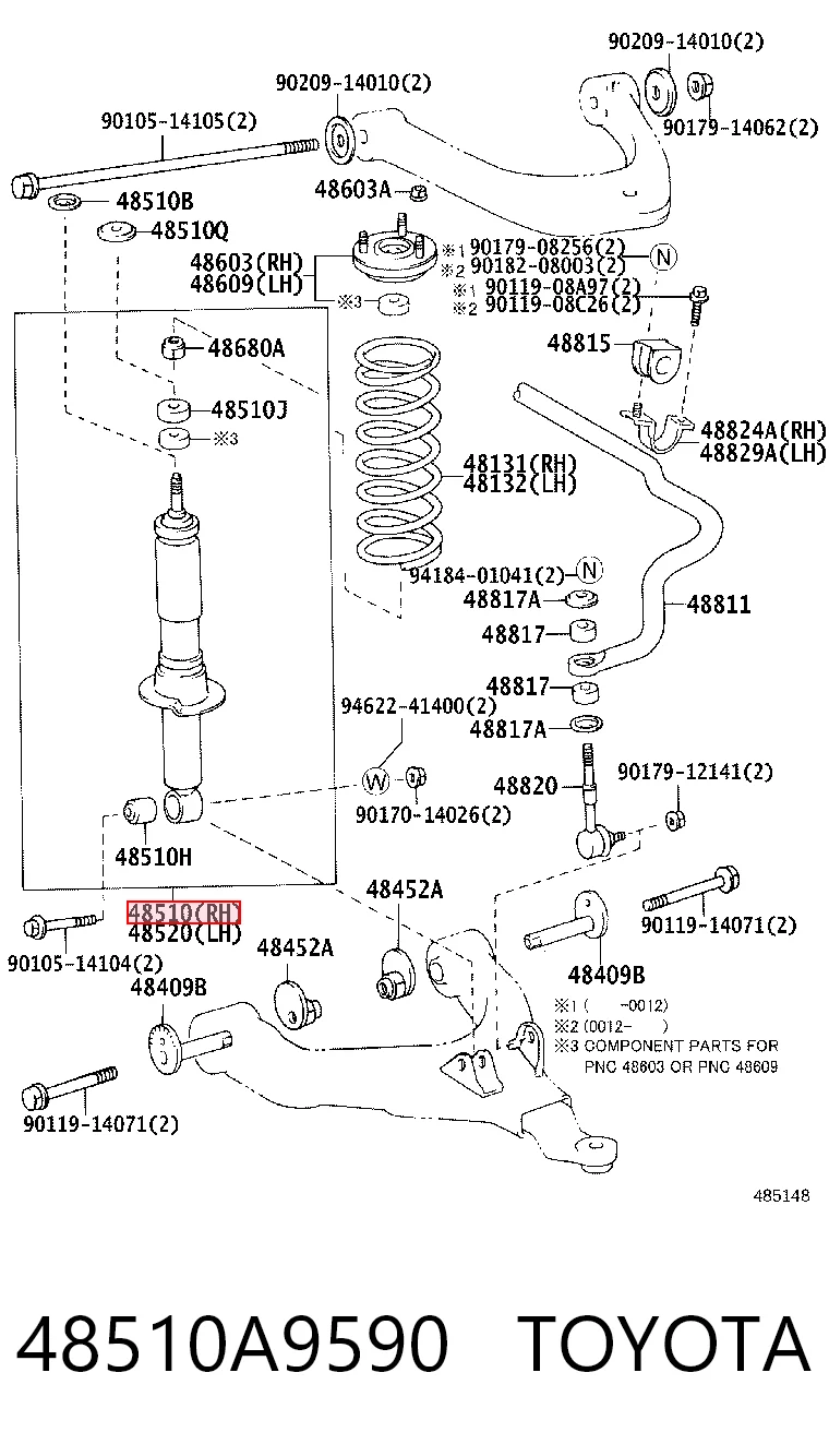 48510A9590 Toyota Amortiguador frontal