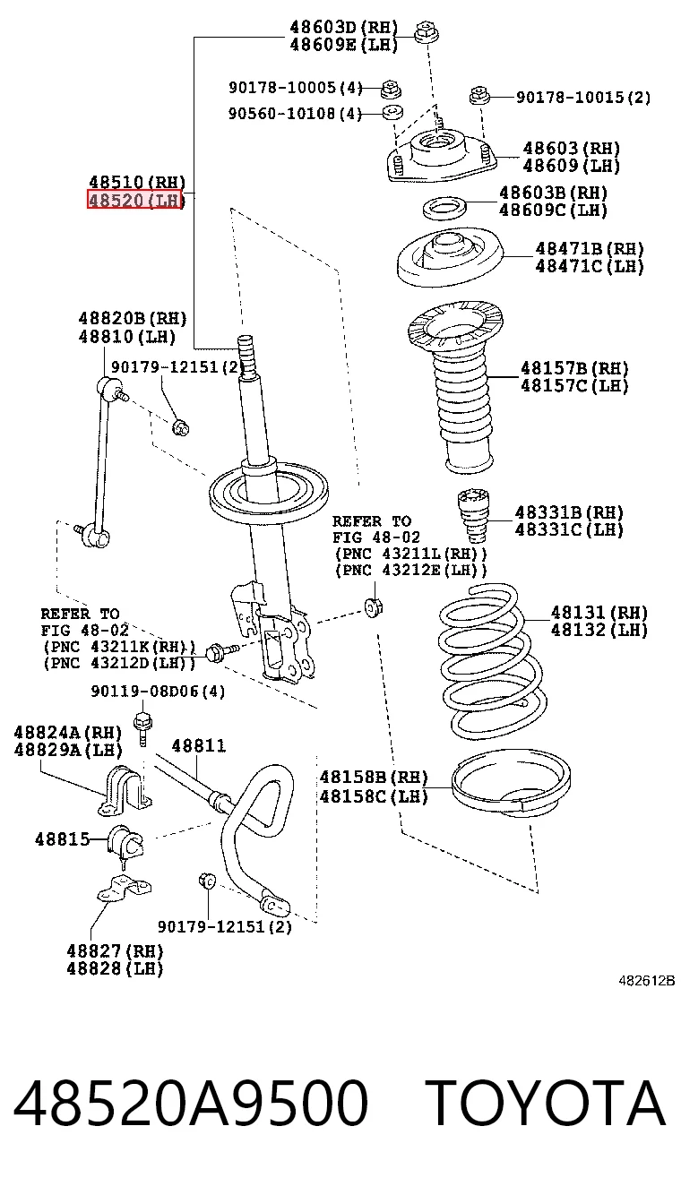 48520A9500 Toyota Amortiguador frontal izquierdo