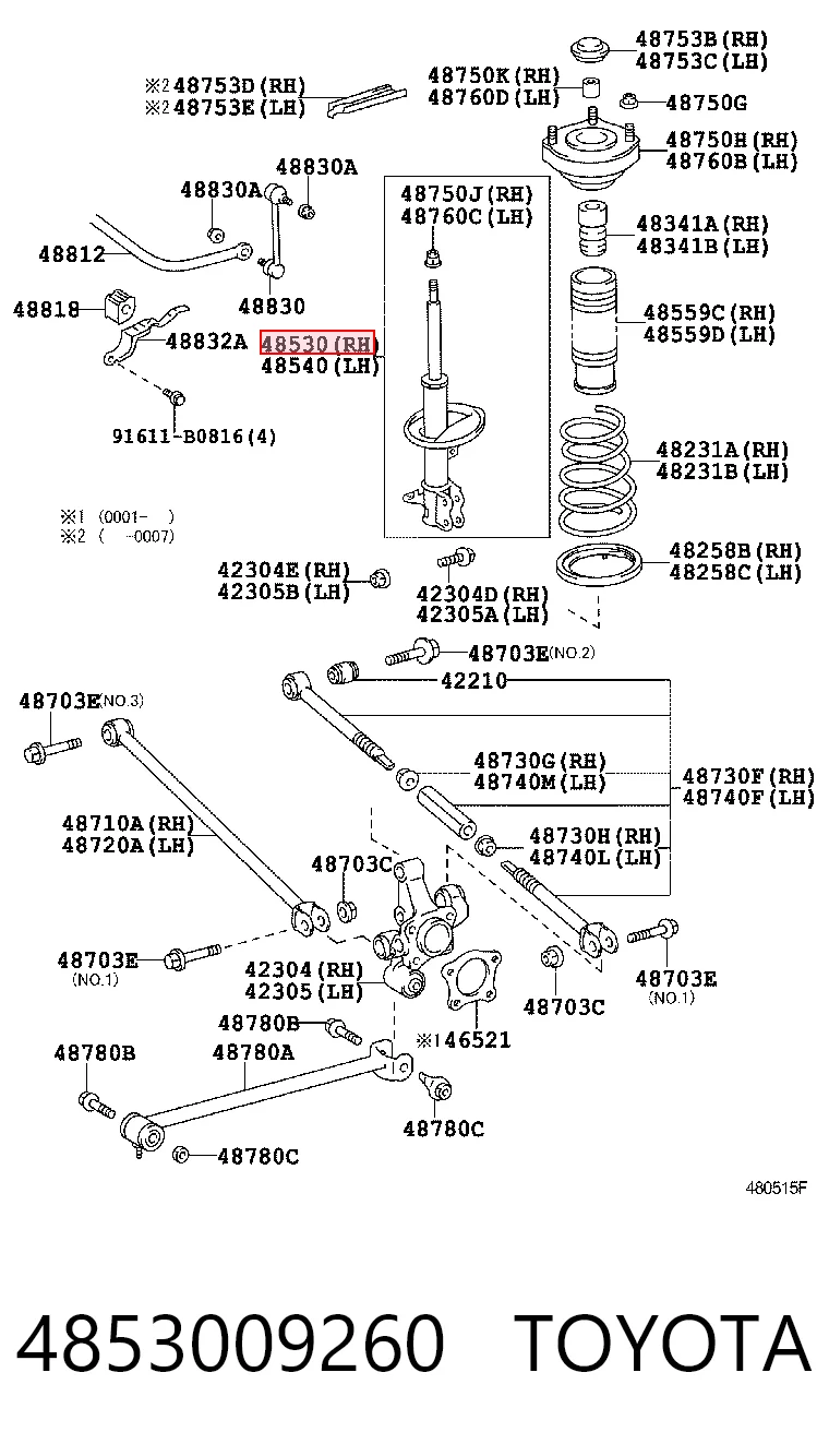 Amortiguador trasero derecho Avensis  familiar (1997-2003) original desde 64,82 €