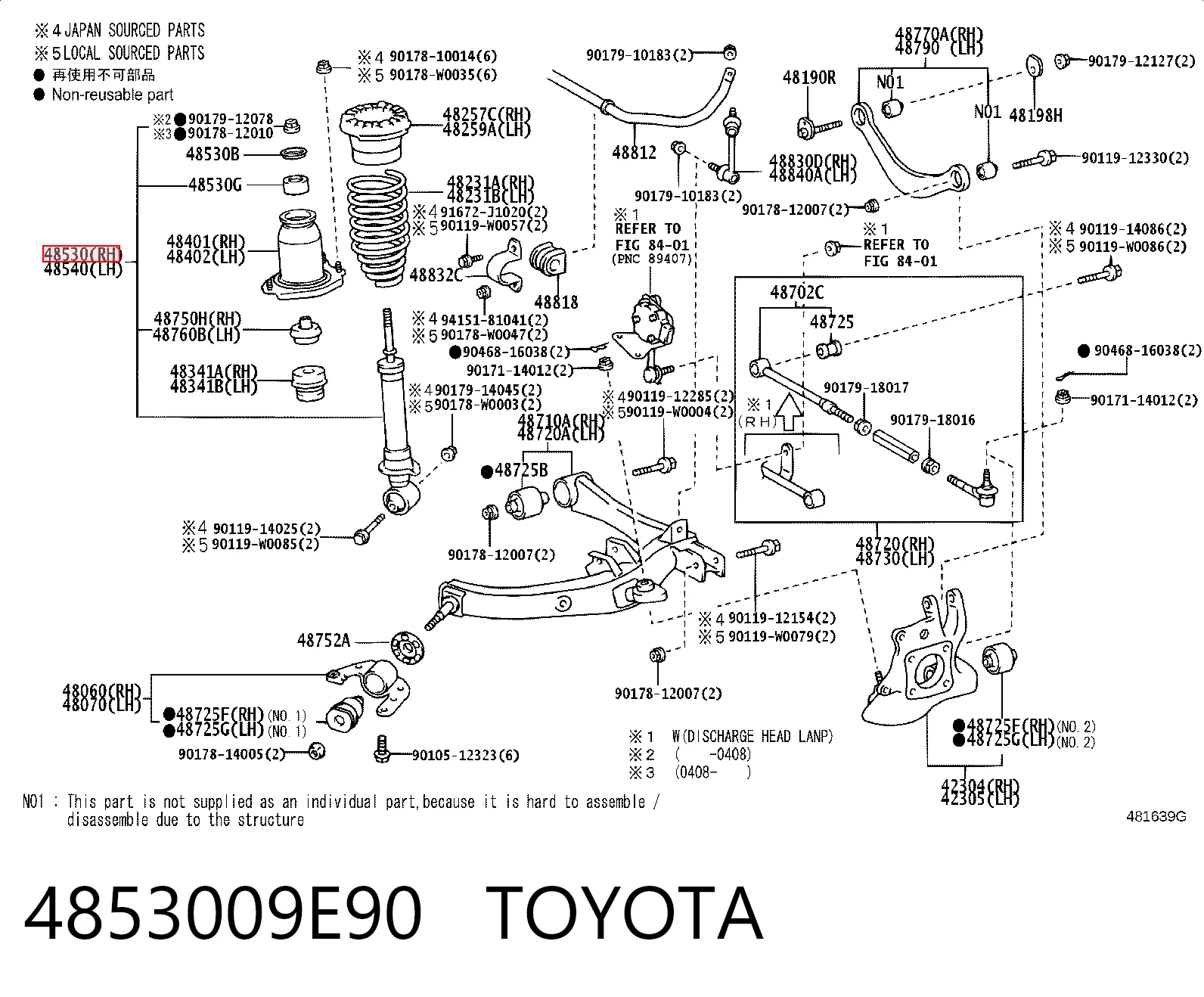 4853009E90 Toyota Amortiguadores posteriores