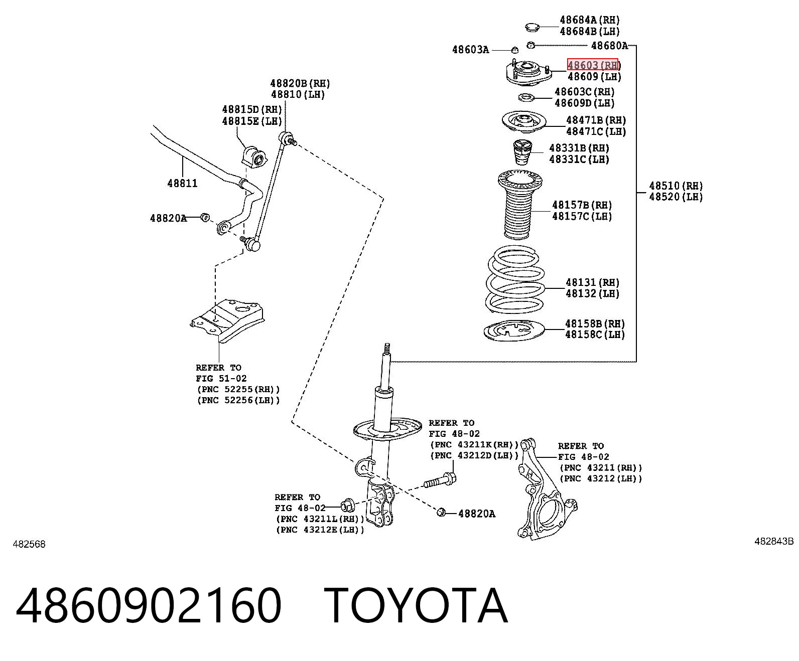 4860902160 Toyota Soporte del amortiguador delantero