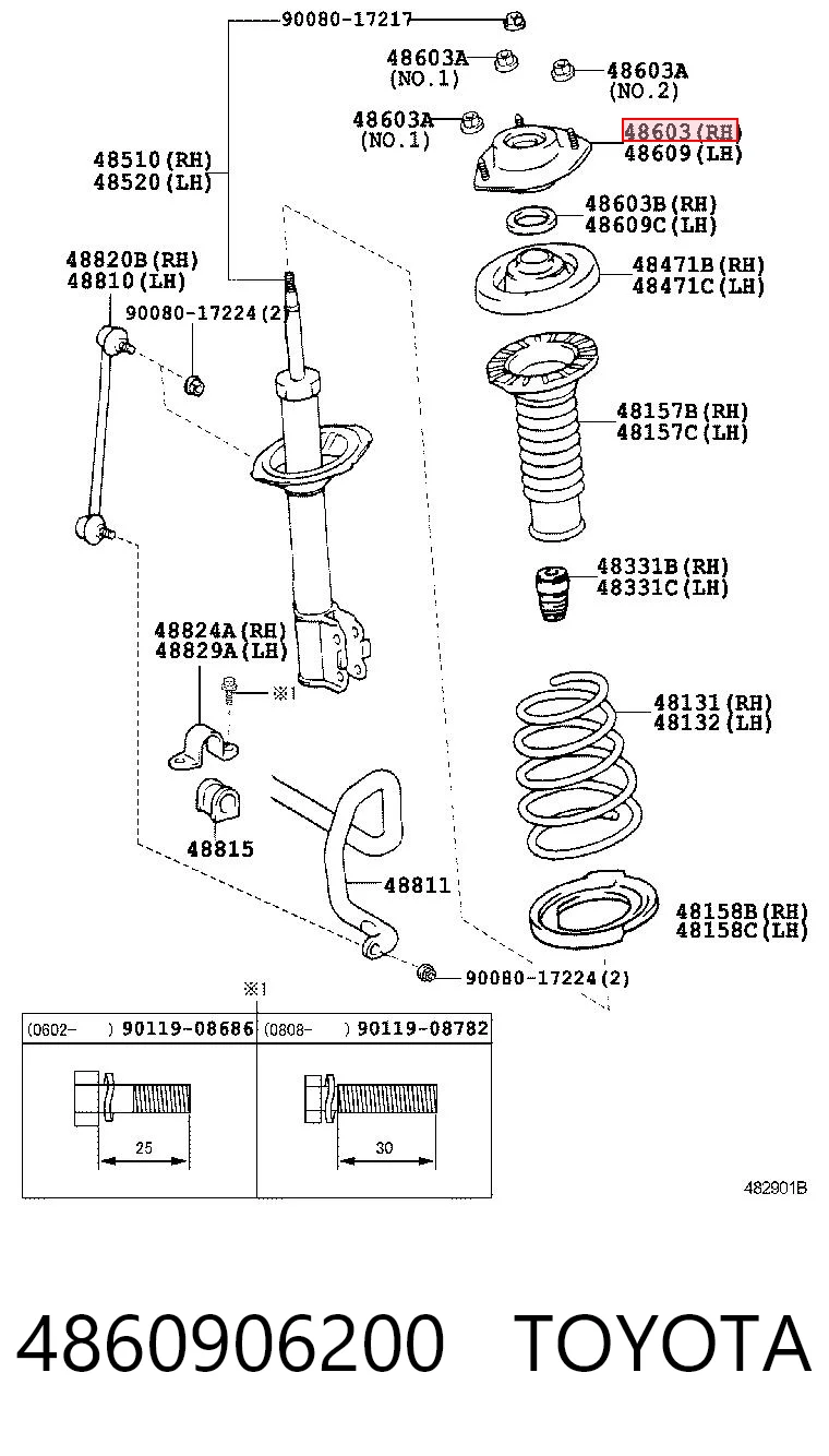 4860906200 Toyota Soporte del amortiguador delantero