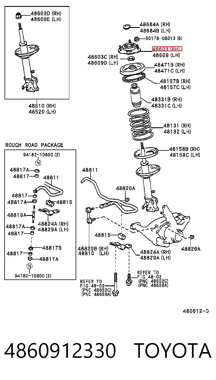 4860912330 Toyota Soporte del amortiguador delantero