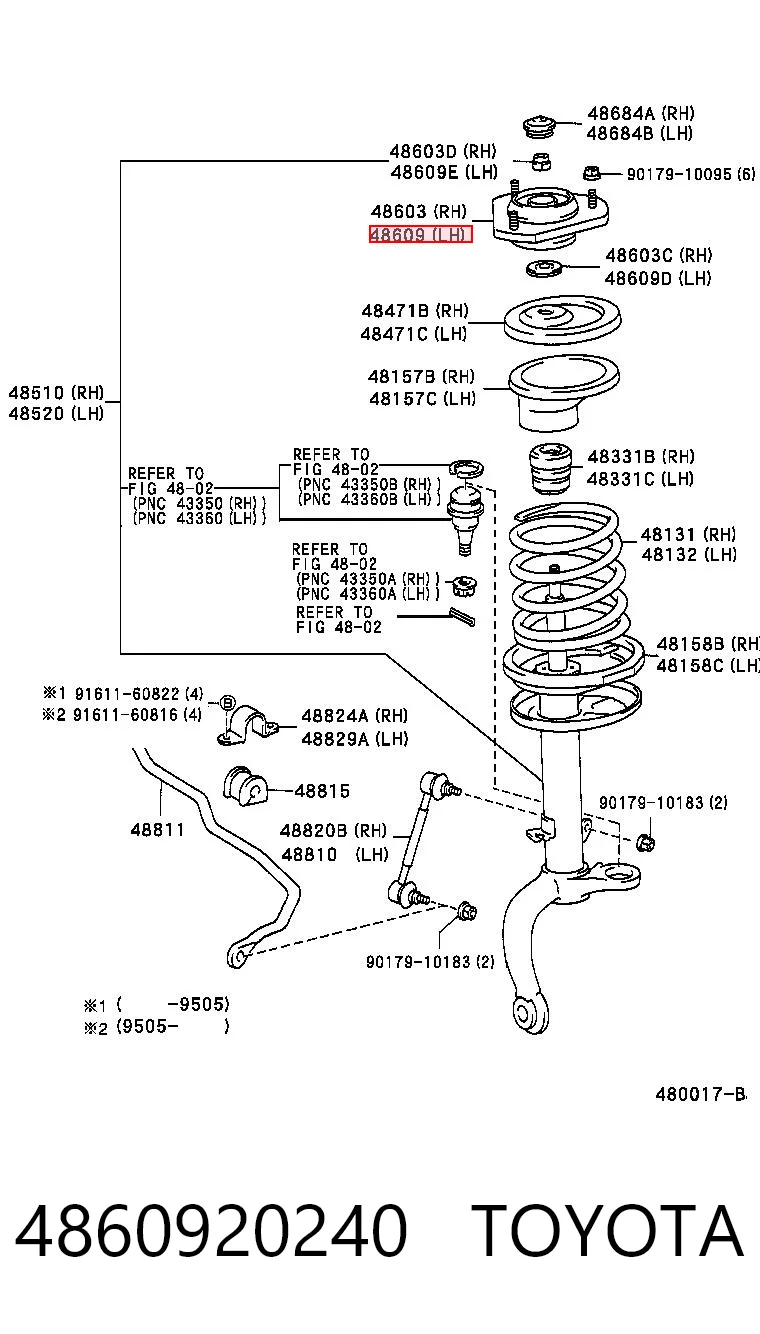 4860920240 Toyota Soporte del amortiguador delantero