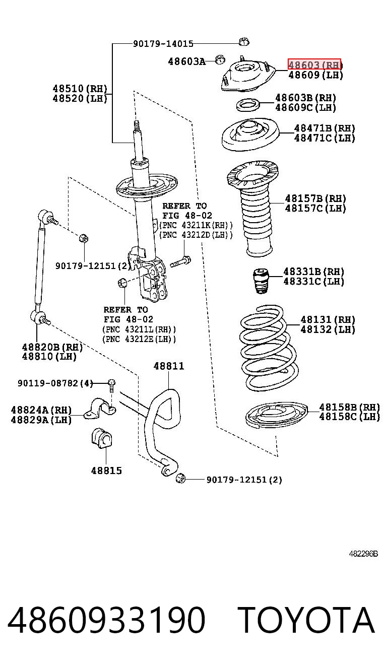 4860933190 Toyota Soporte del amortiguador delantero