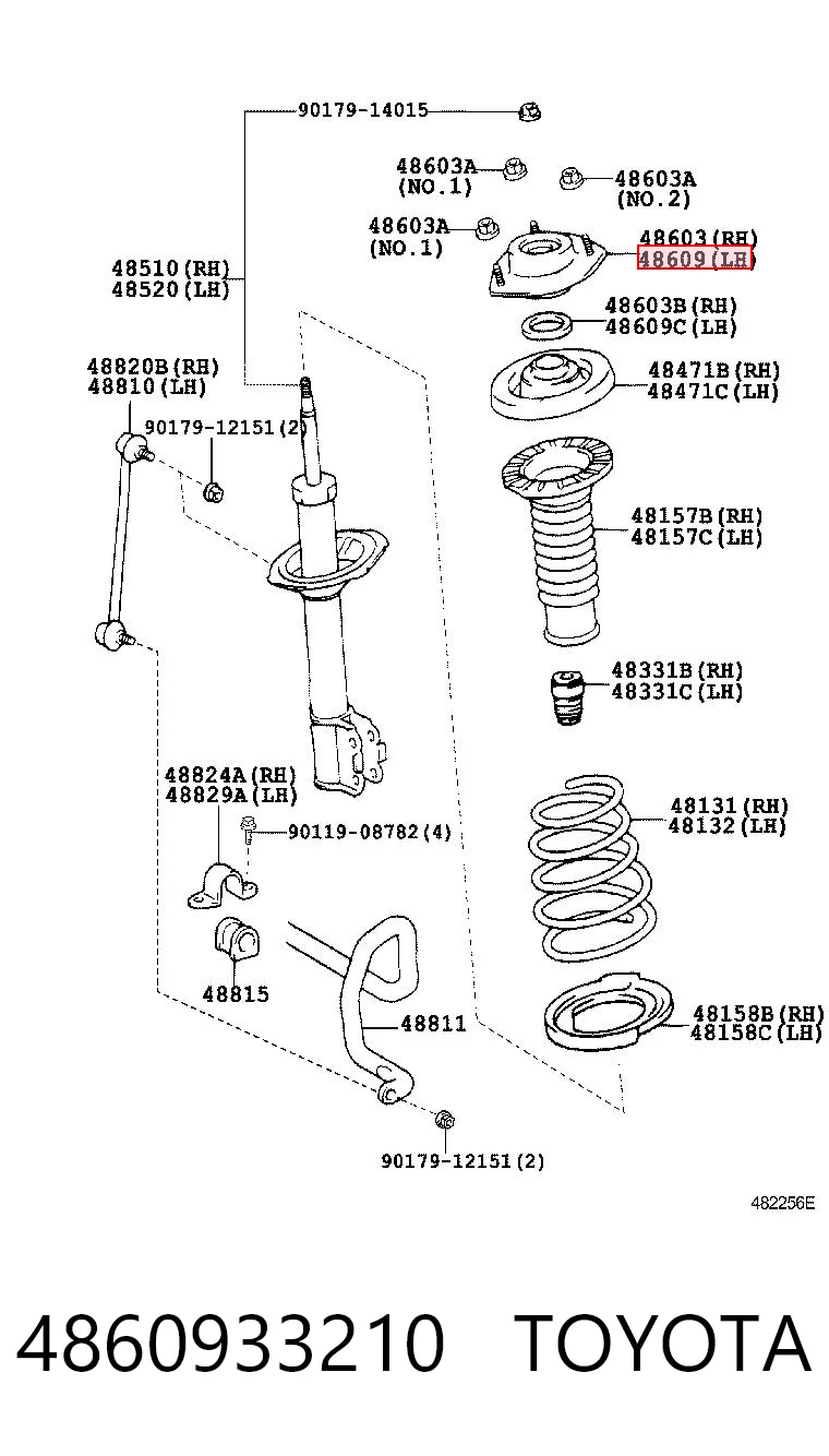 4860933210 Toyota Soporte del amortiguador delantero
