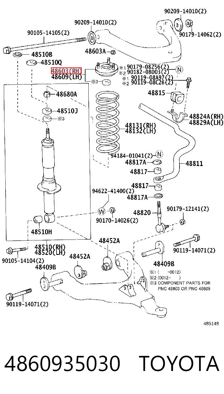 4860935030 Toyota Soporte del amortiguador delantero
