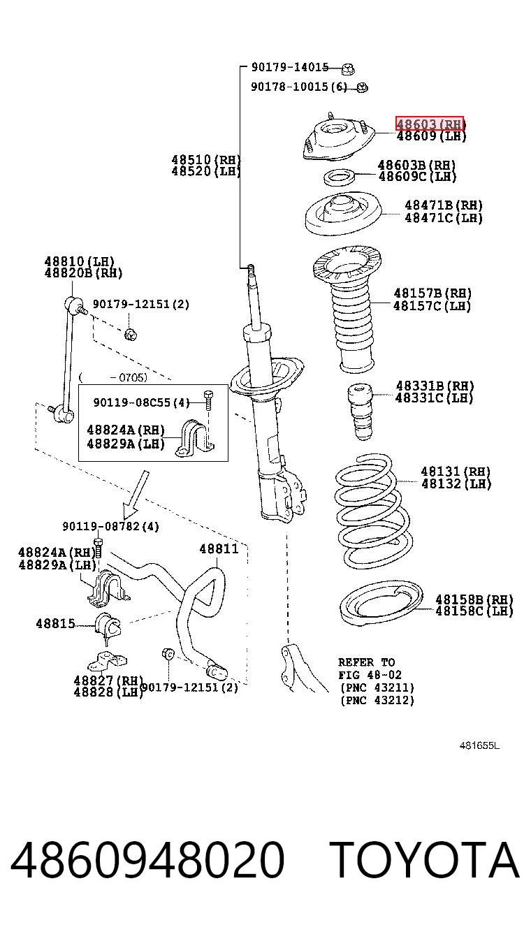 4860948020 Toyota Soporte del amortiguador delantero