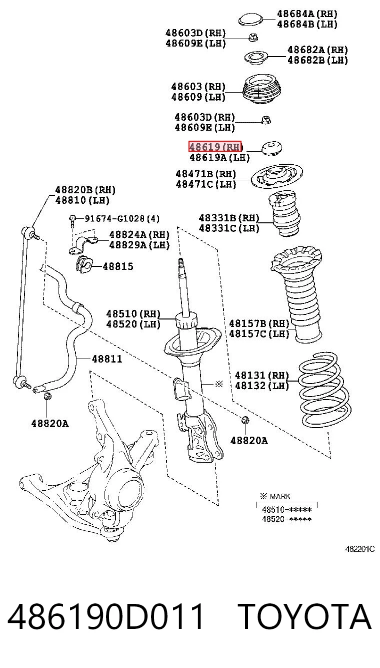 486190D011 Toyota Rodamiento, copela amortiguador delantero