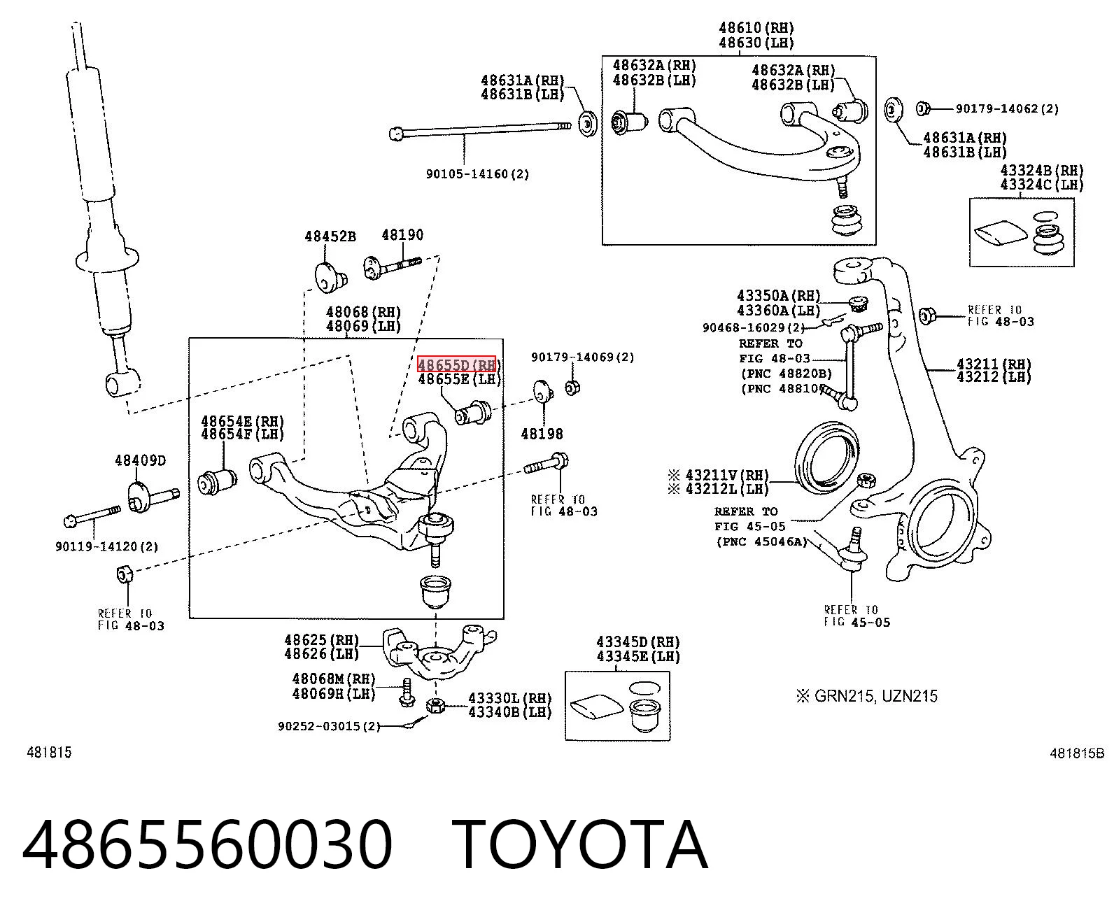 4865560030 Toyota Silentblock de brazo de suspensión delantero inferior