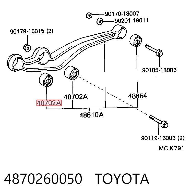 4870260050 Toyota Silentblock de brazo de suspensión delantero inferior