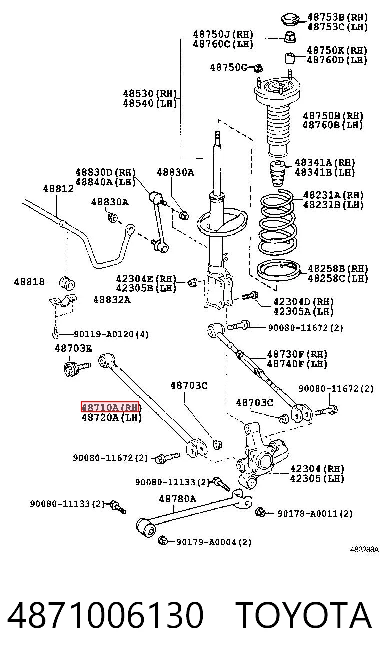 4871006130 Toyota Barra transversal, suspensión de ruedas, eje trasero