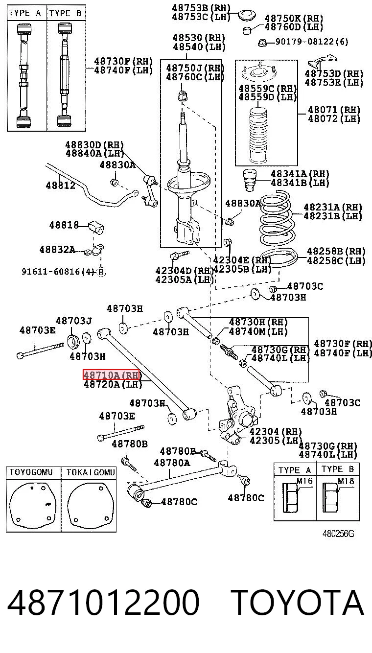 4871012200 Toyota Barra transversal, suspensión de ruedas, eje trasero