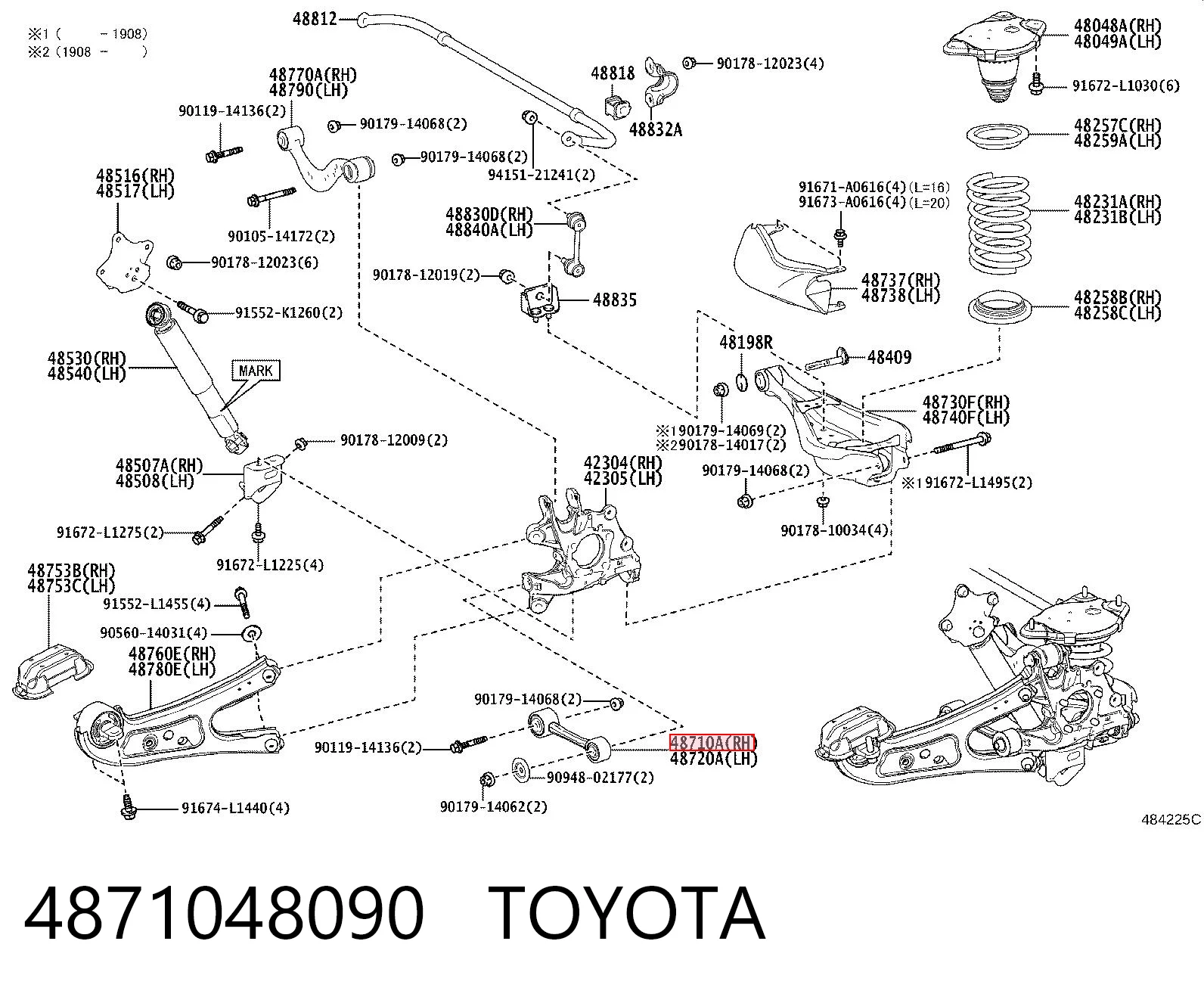 4871048090 Toyota Barra transversal, suspensión de ruedas, eje trasero