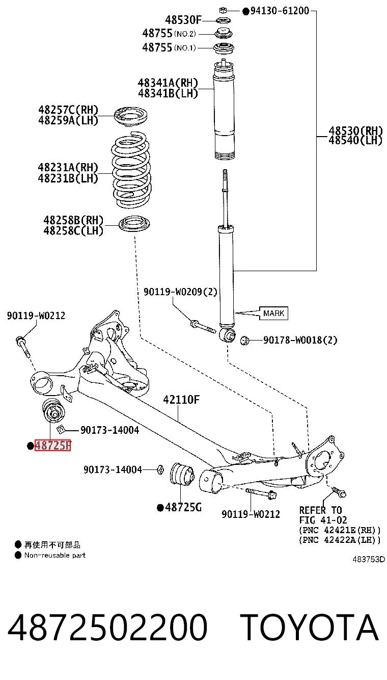 4872502200 Toyota Silentblock del puente trasero
