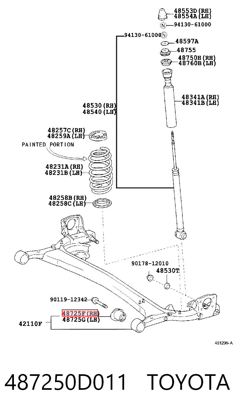 487250D011 Toyota Silentblock del puente trasero