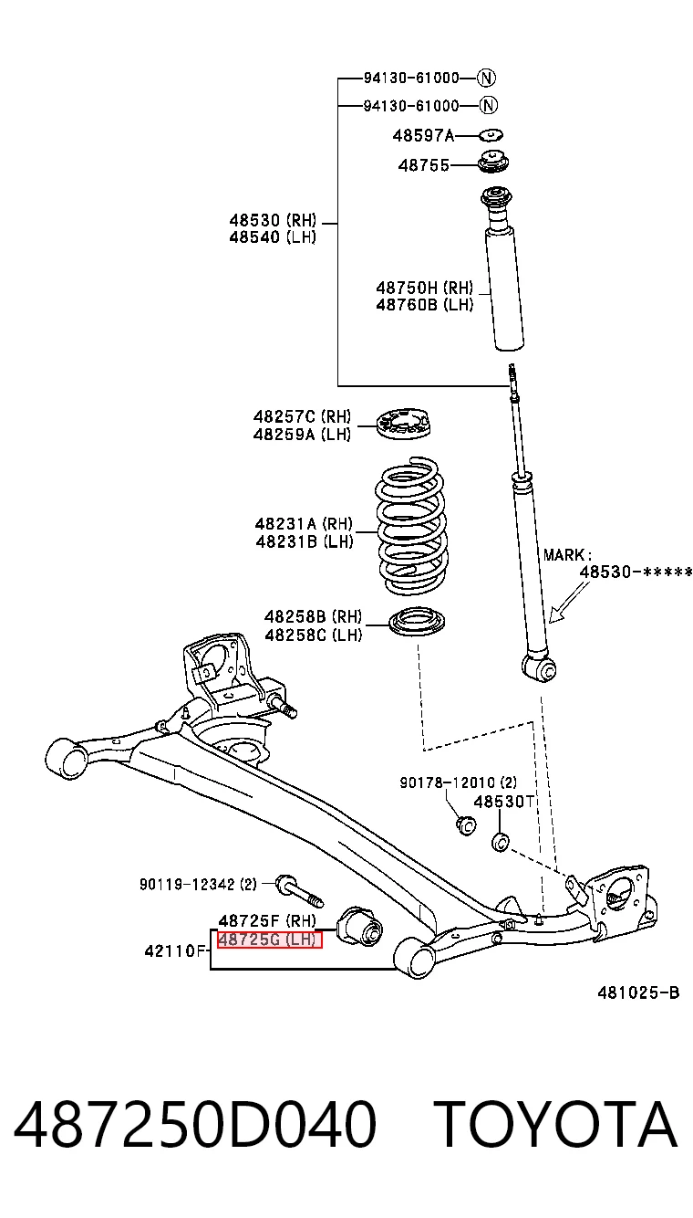 487250D040 Toyota Silentblock del puente trasero