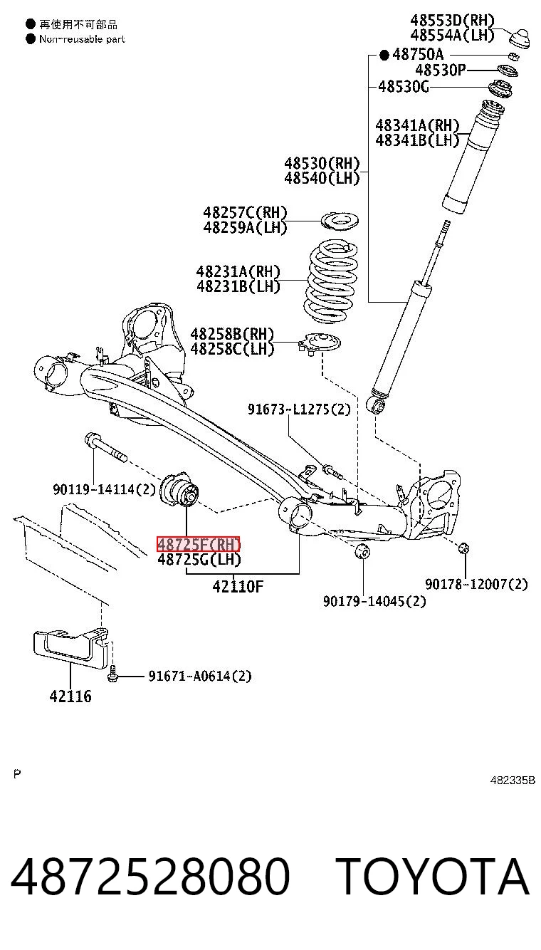 4872528080 Toyota Silentblock del puente trasero