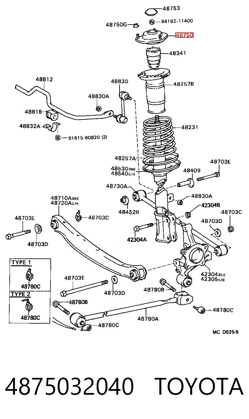 Copela de amortiguador trasero para Toyota Camry V2