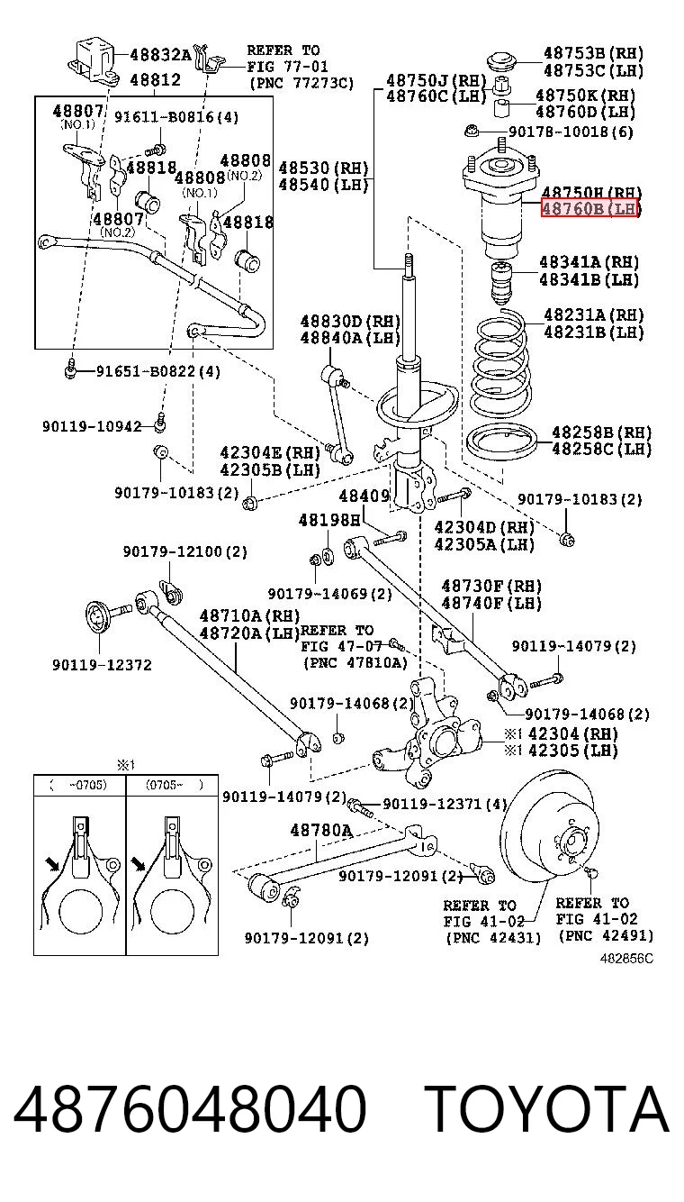 4876048040 Toyota Soporte del amortiguador trasero izquierdo