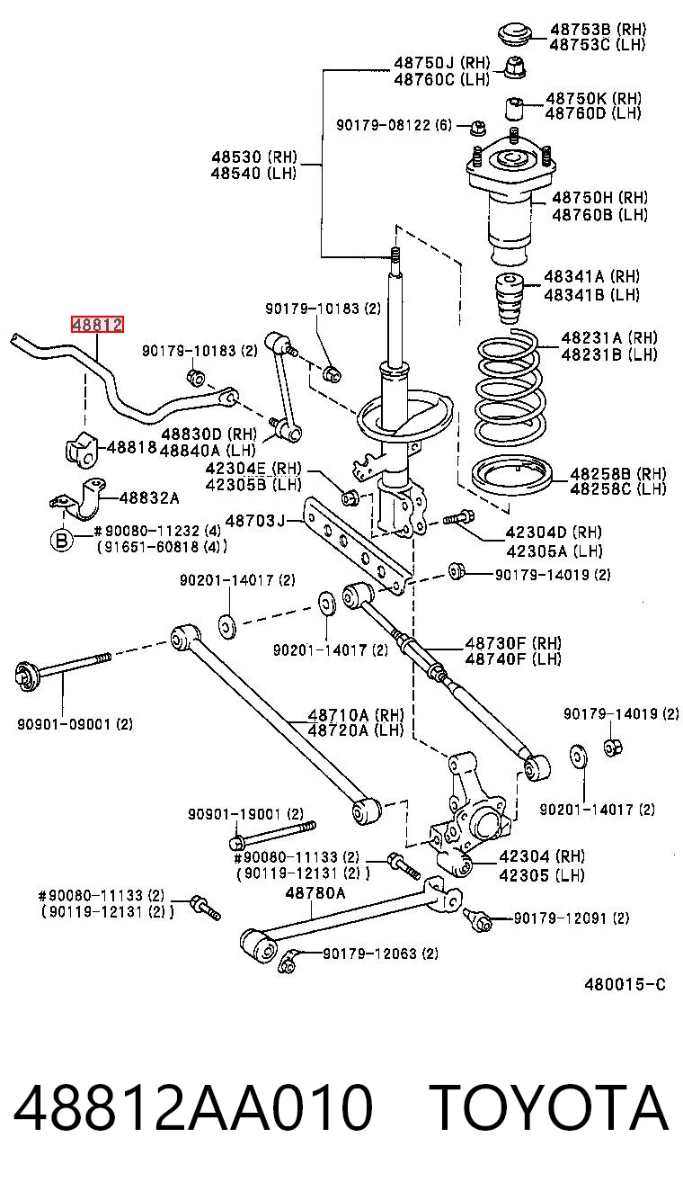 Estabilizador trasero para Toyota Camry V10