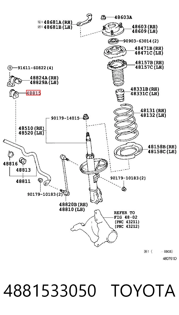 4881533050 Toyota Buje de barra estabilizadora delantera