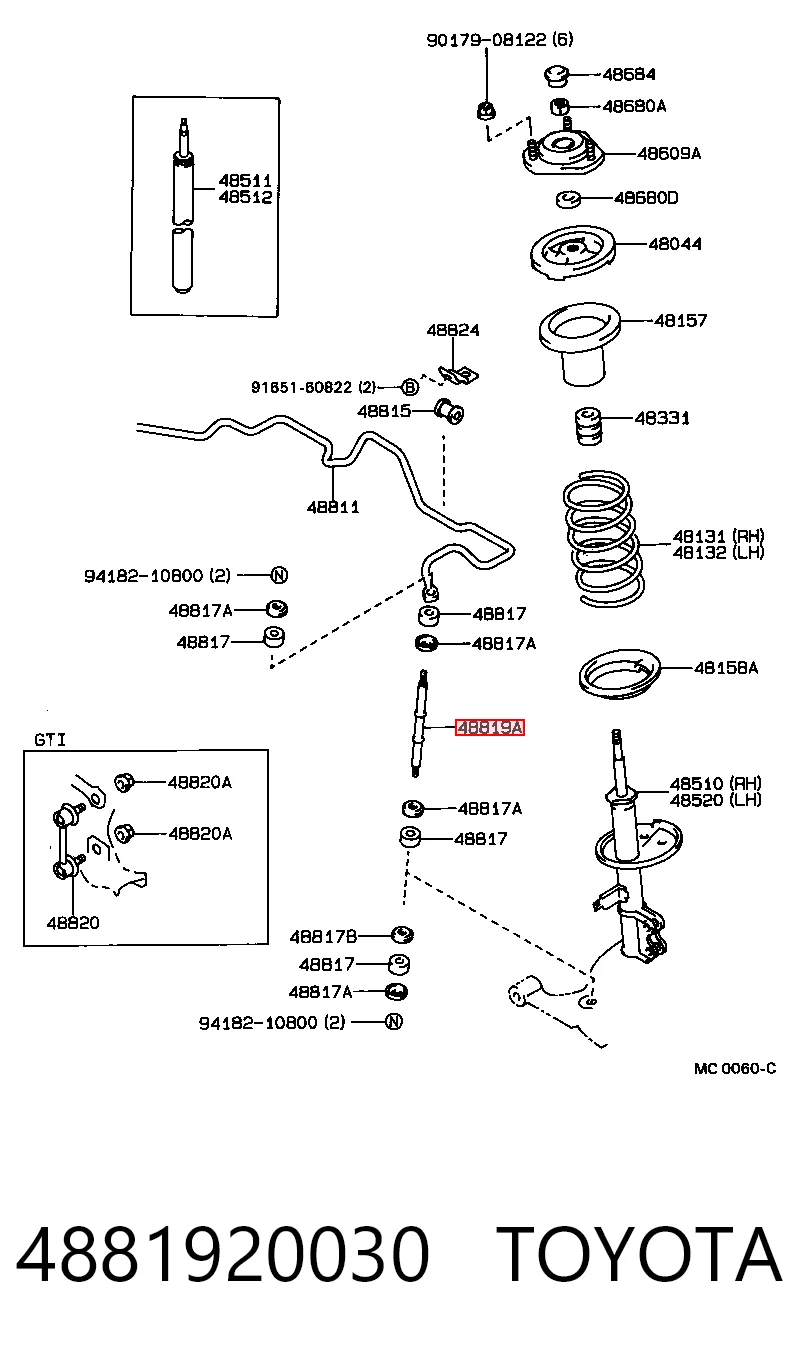 Soporte de la barra estabilizadora delantera para Toyota Corolla (E8)