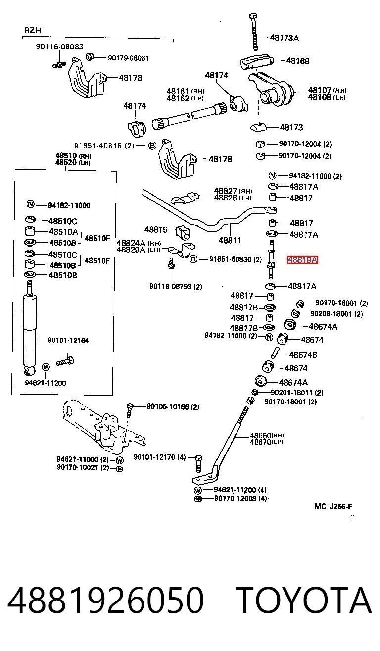 Soporte de la barra estabilizadora delantera para Toyota Hiace III (H10)
