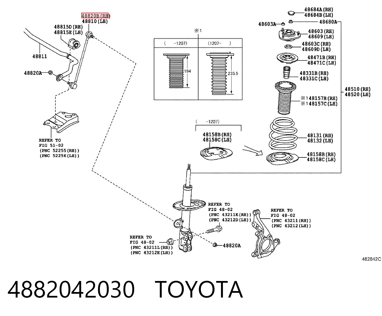 4882042030 Toyota Bieleta estabilizadora delantera