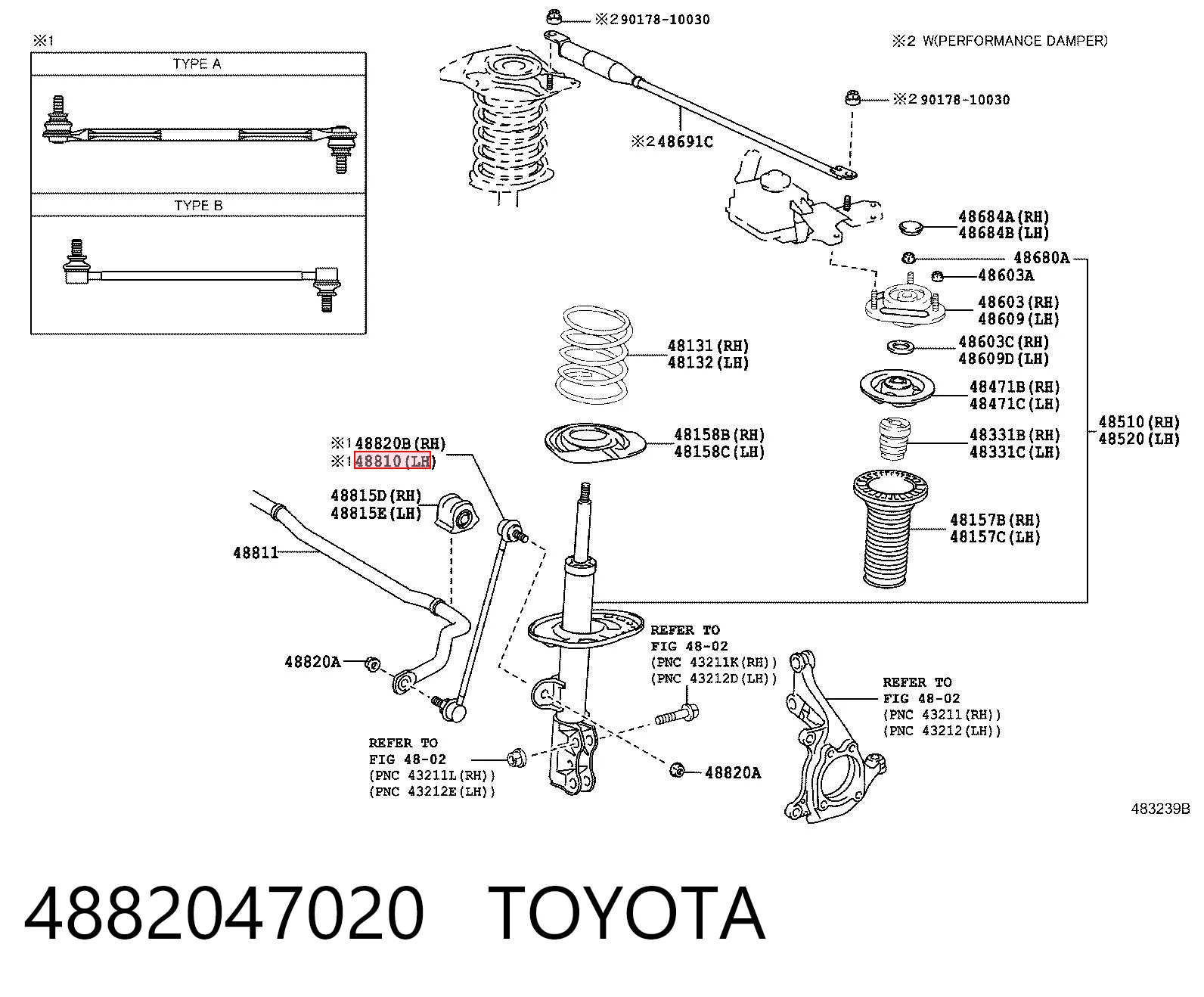 4882047020 Toyota Bieleta estabilizadora delantera