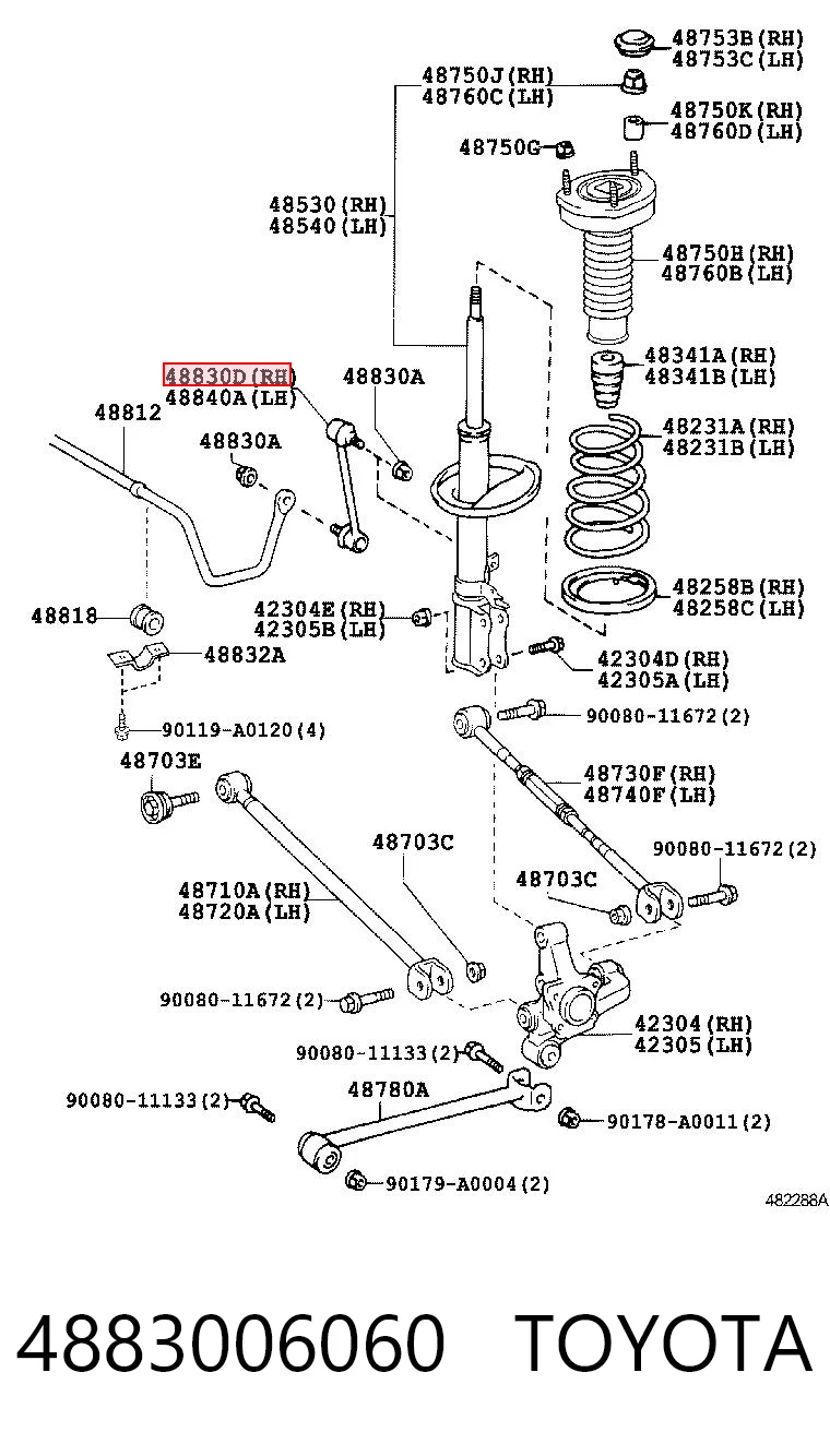 4883006060 Toyota Silentblock de la barra estabilizadora