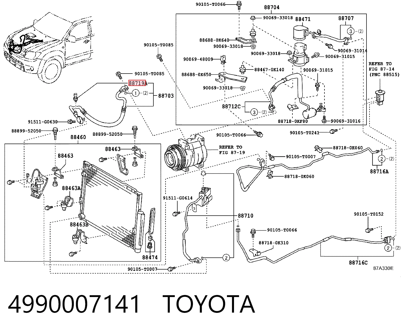 4990007141 Toyota Sensor de baja presion aire acondicionado
