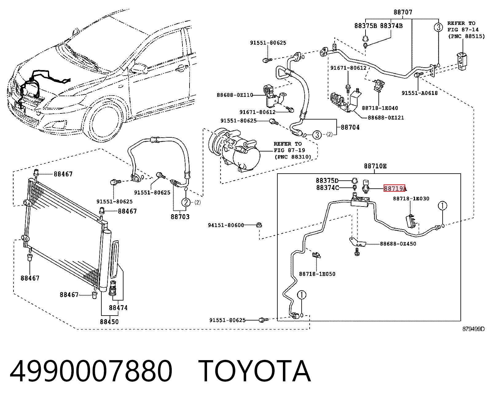 4990007880 Toyota Sensor de baja presion aire acondicionado