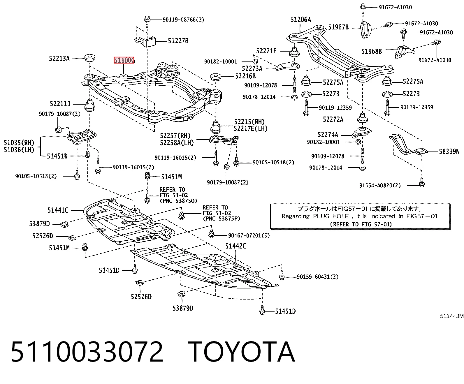 5110033072 Toyota Subchasis delantero