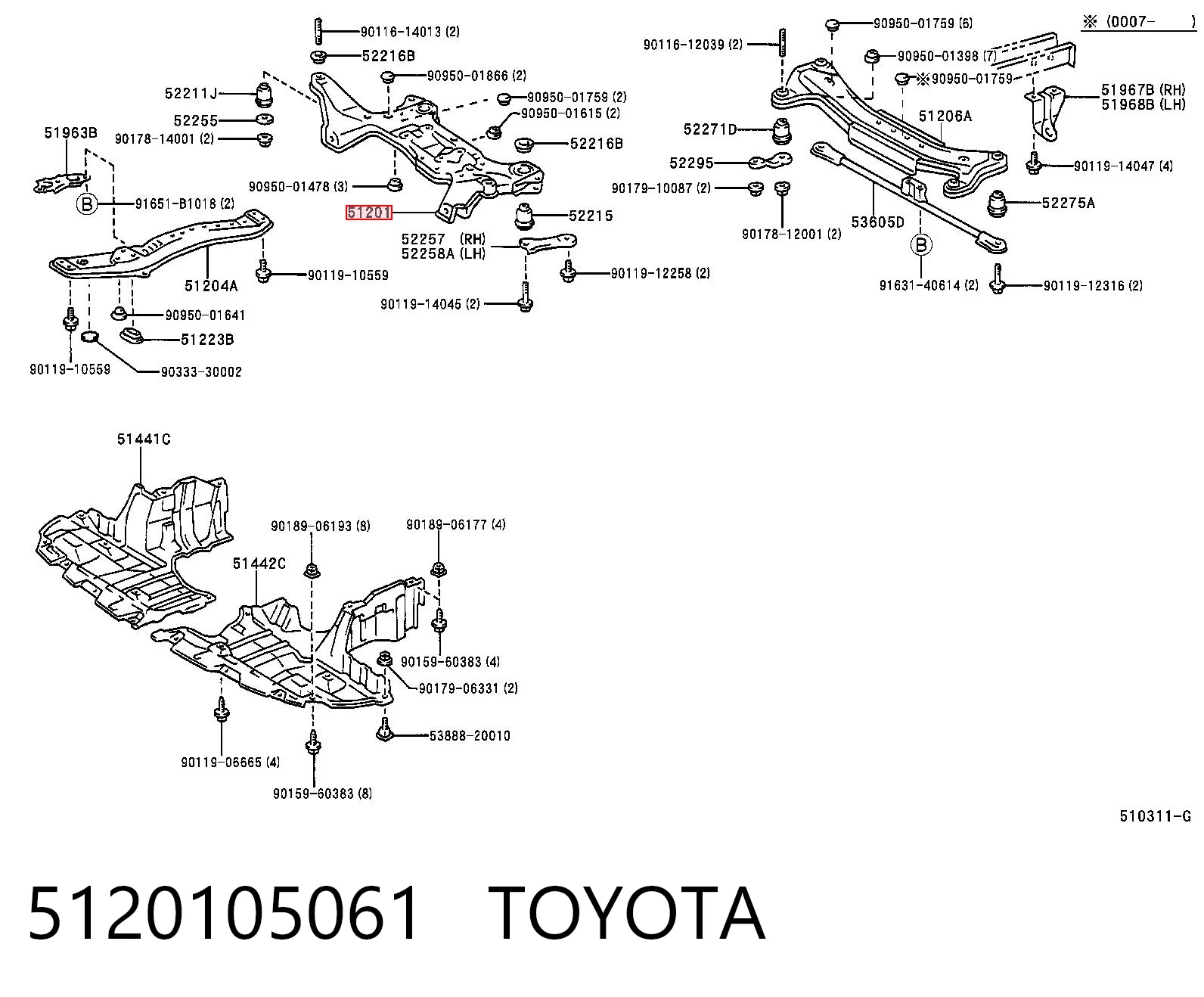 Comprar Subchasis delantero soporte motor Toyota Avensis  T22 a bajo precio