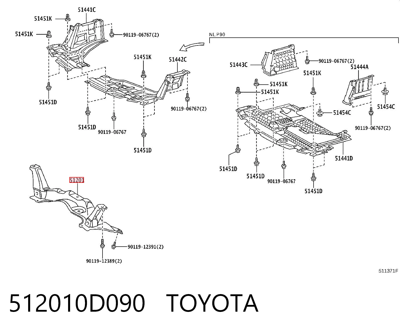 Subchasis delantero para Toyota Yaris  SP90