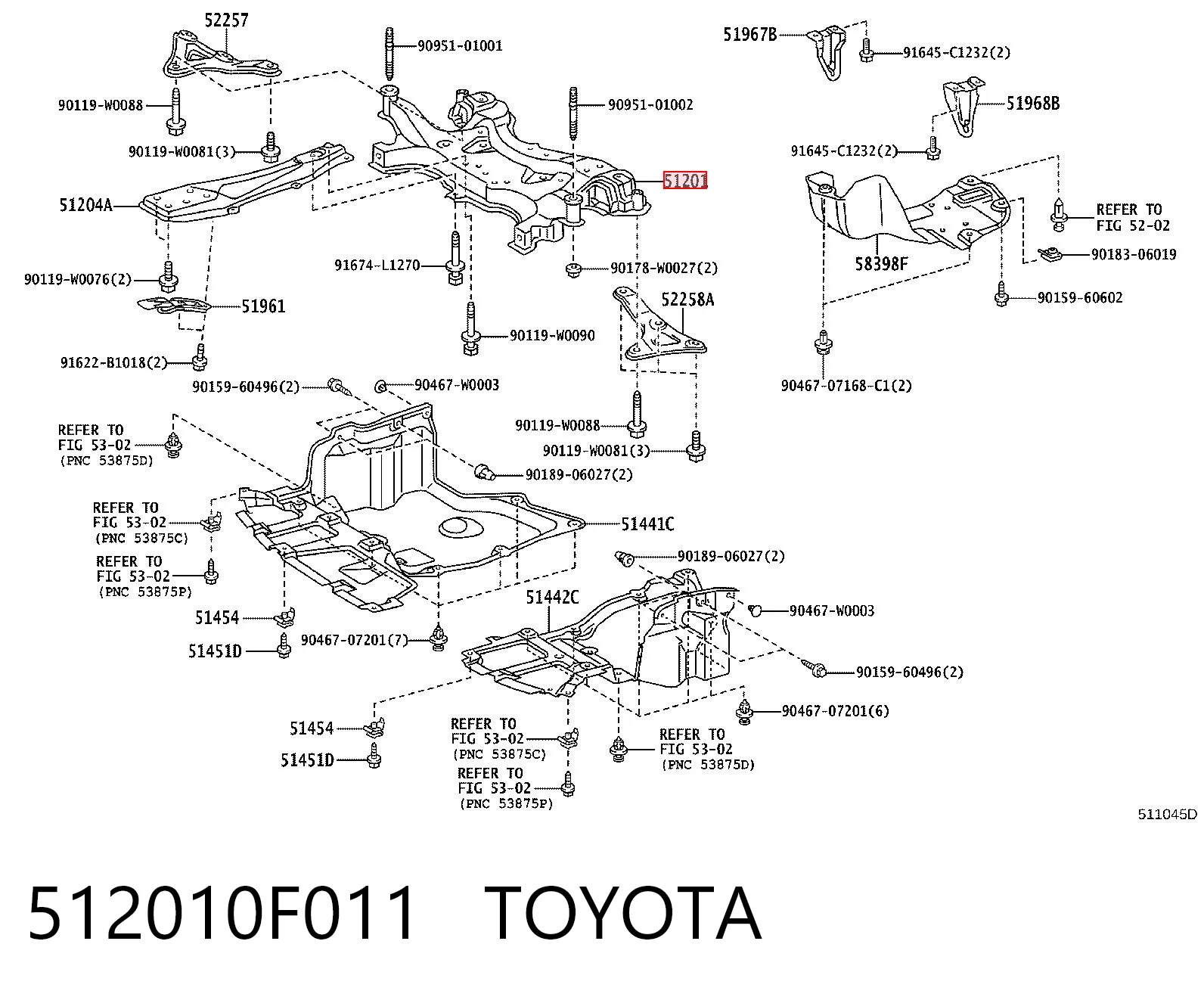Subchasis delantero Toyota Corolla  (2004-2009)