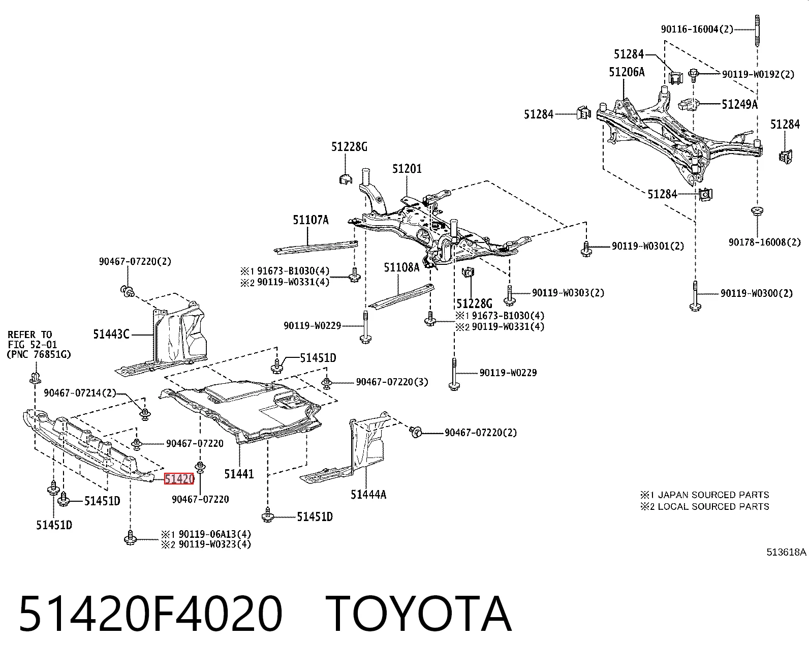 51420F4020 Toyota Protector antiempotramiento del motor delantera