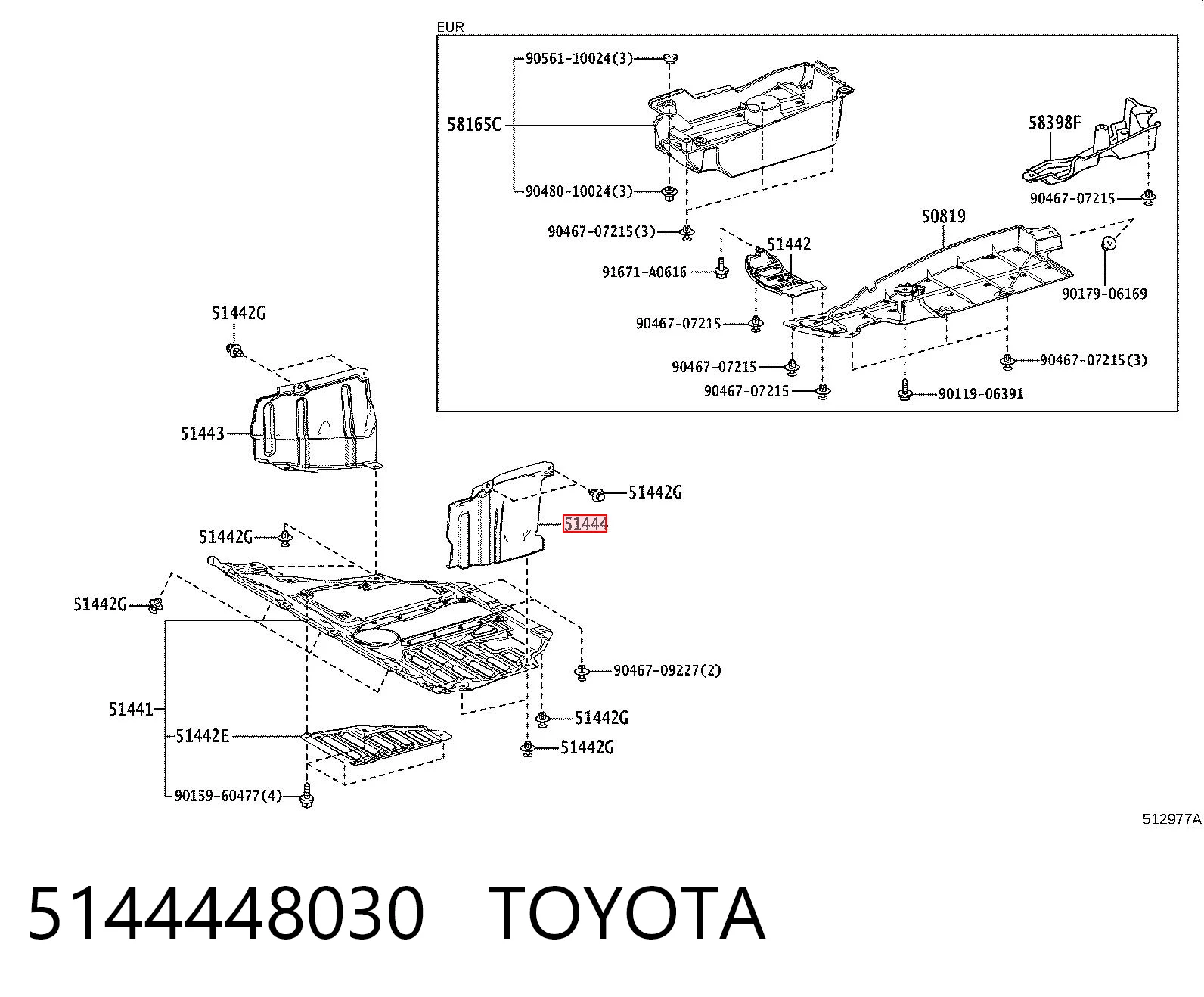 5144448030 Toyota Protección izquierda del motor