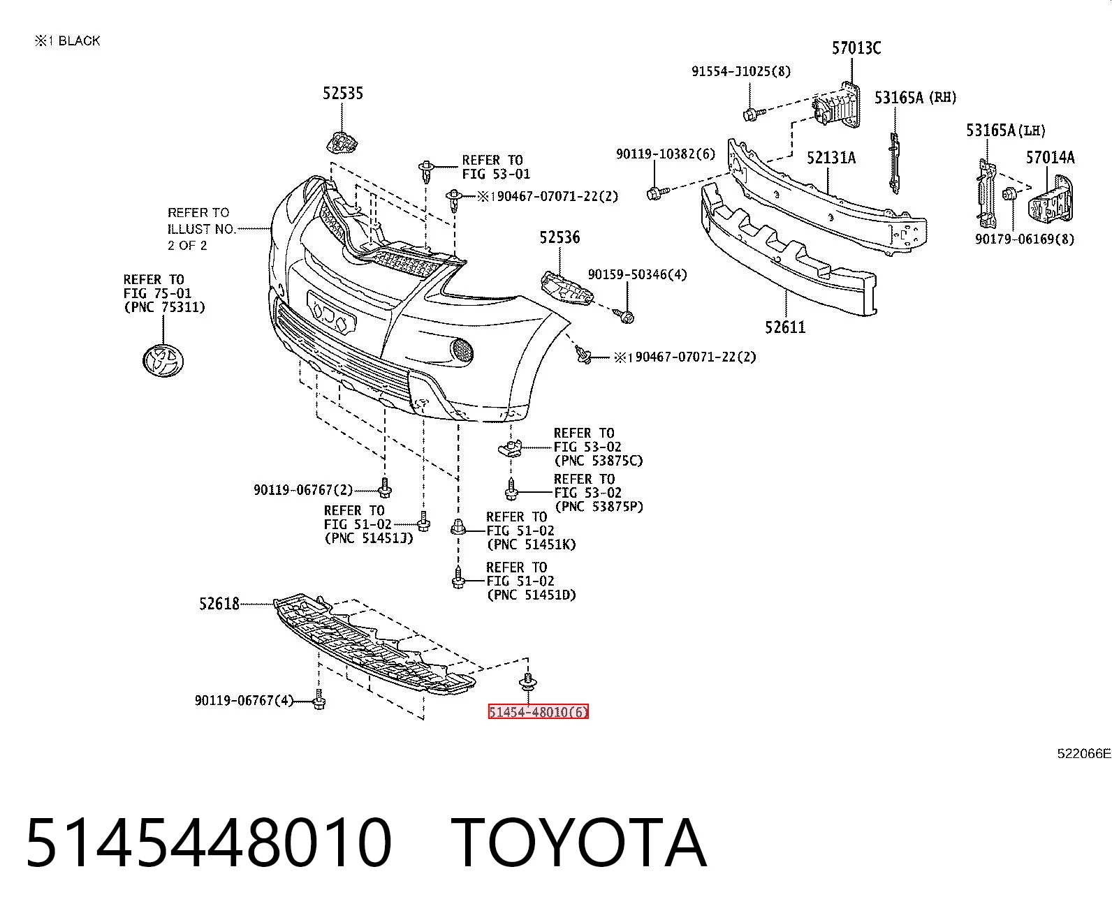 5145448010 Toyota Clip de protección del bajo