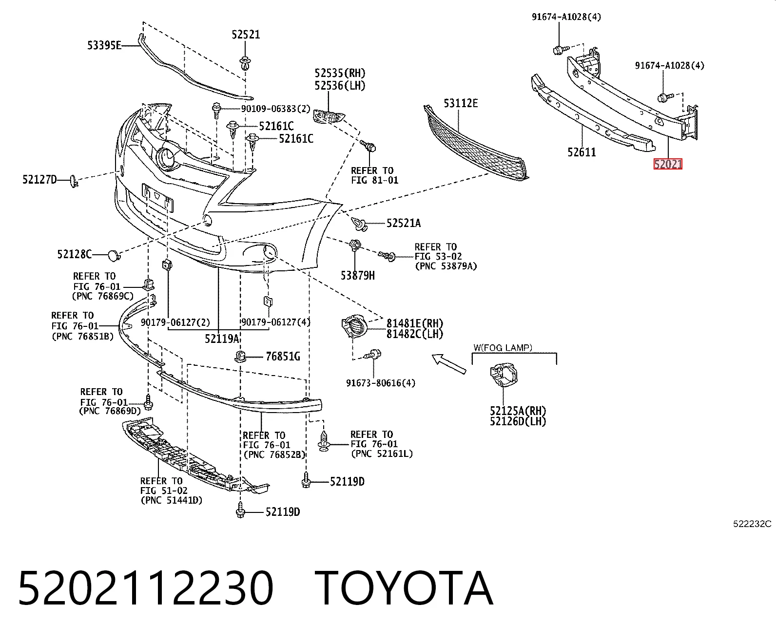 Refuerzo paragolpes delantero Toyota Auris UKP