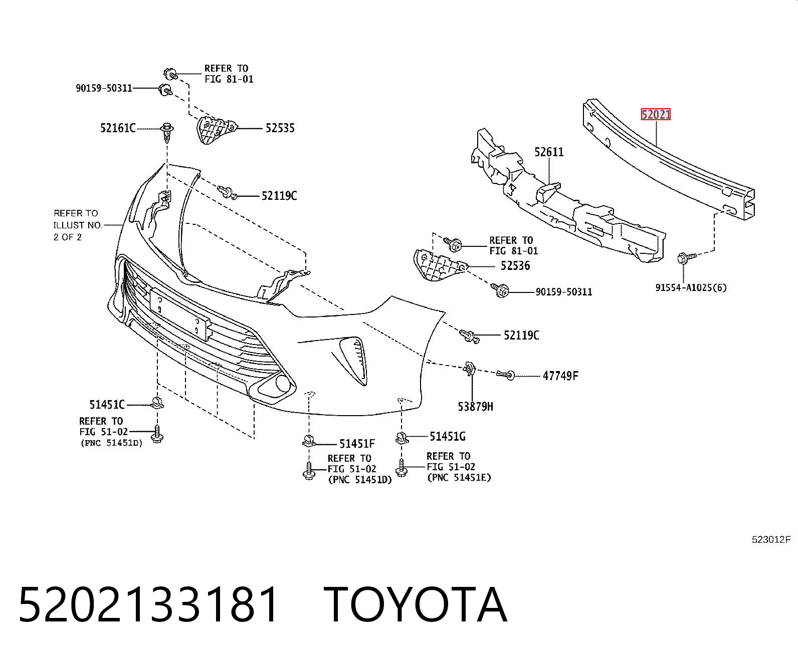Comprar Refuerzo de parachoques delantero Toyota Camry  V50 a bajo precio