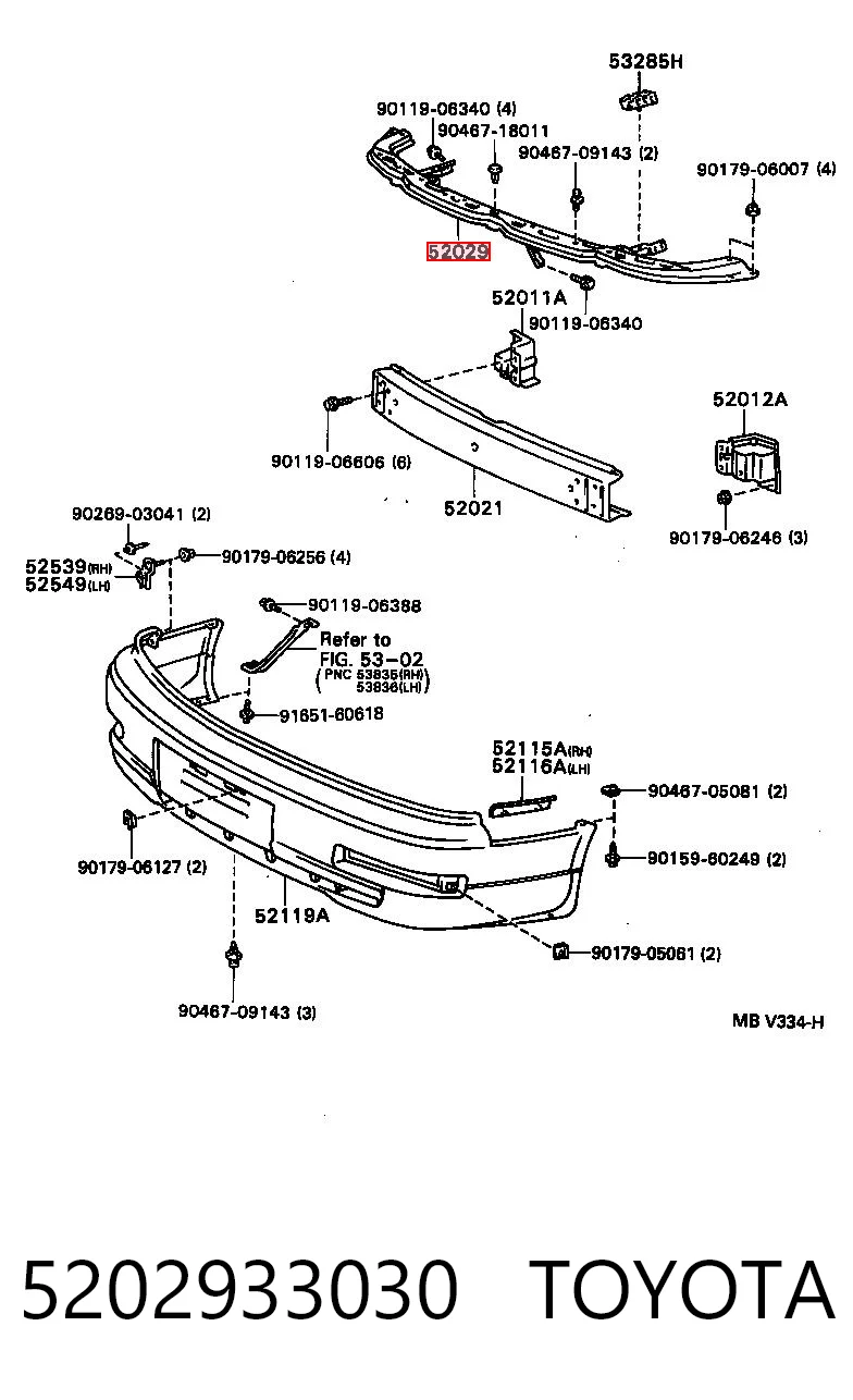 Refuerzo parachoque delantero Toyota Camry (1991-1996)