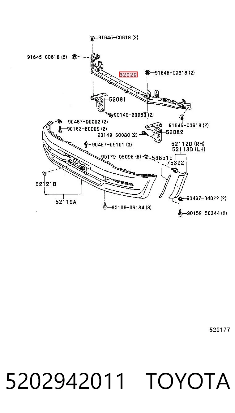 Refuerzo parachoque delantero para Toyota Rav4 SXA1