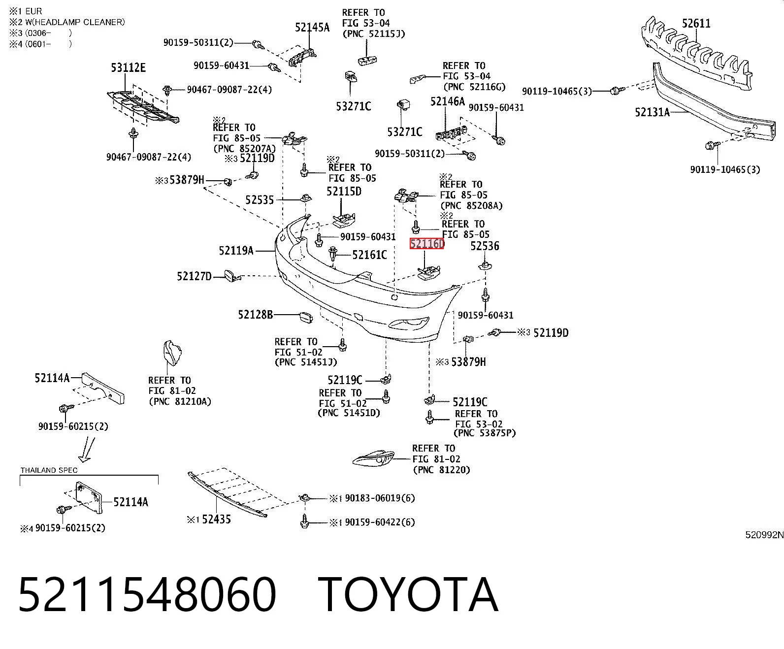 Soporte de parachoques delantero para Lexus RX U3