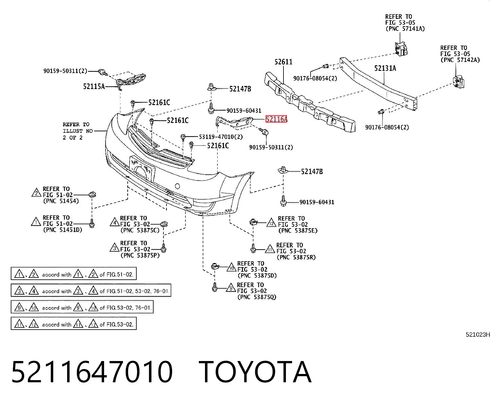 5211647010 Toyota Soporte izquierdo del radiador (panel de montaje de faros)