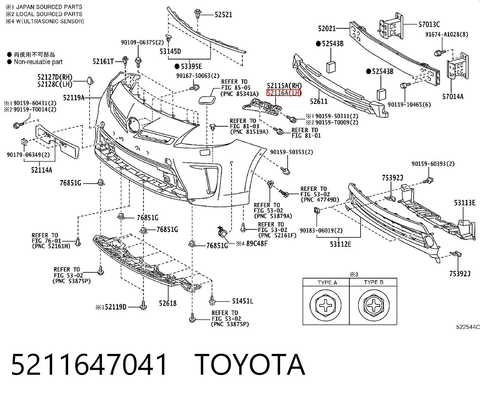 5211647041 Toyota Soporte de parachoques delantero izquierdo