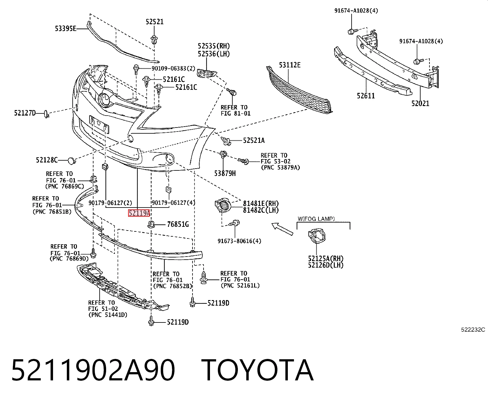 Parachoques delantero 5211902A90 TOYOTA