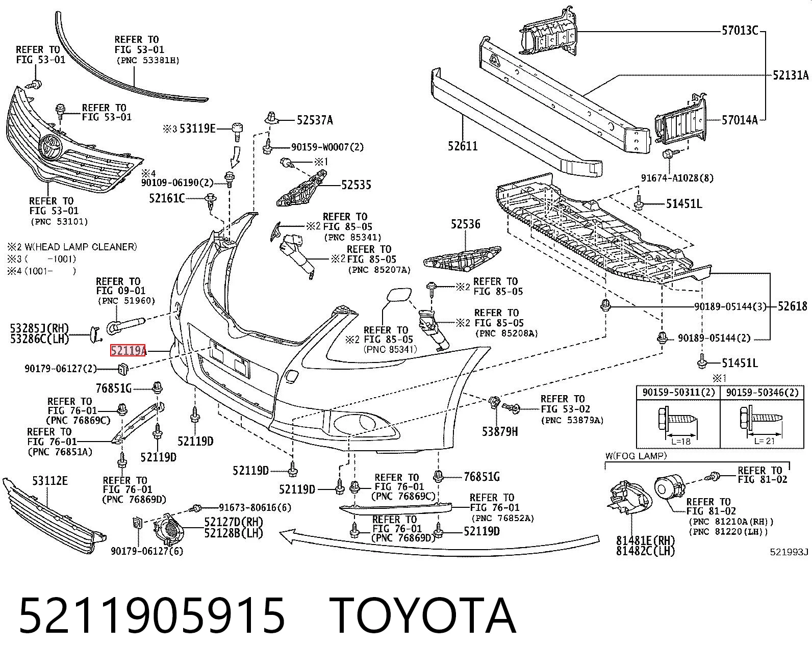 Parachoques Toyota Avensis III