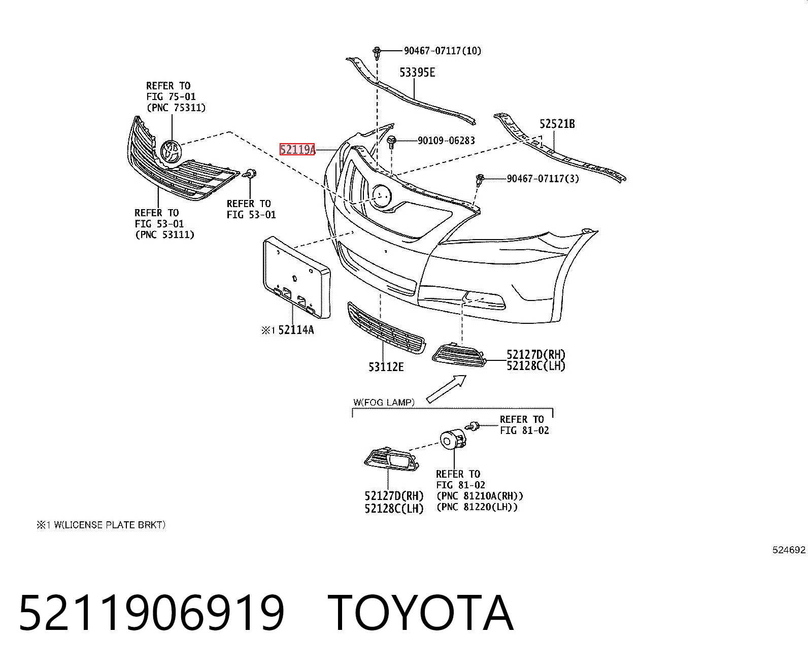 5211906919 Toyota Paragolpes delantero